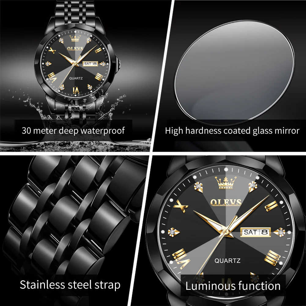 OLEVS 9931 Couple Watches His and Her Fashion Dresse Romantic Set Pair Matching Stainless Steel Strap Luminous Waterproof Wrist Watch - Image 29