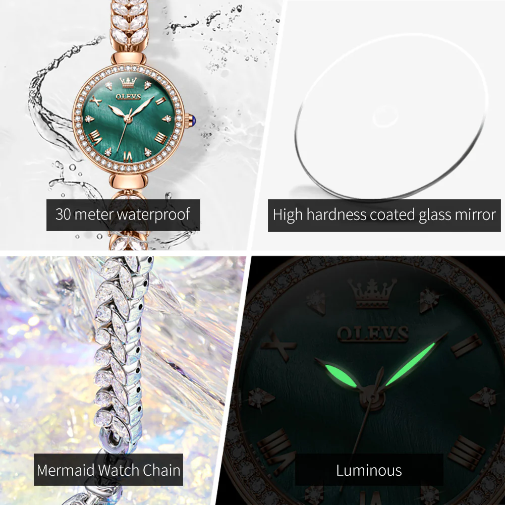 OLEVS 9971 Mermaid Full Diamond Quartz Women's Watch: Waterproof, Luminous, Fully Diamond-Set, Mermaid-Themed Design. - Image 17