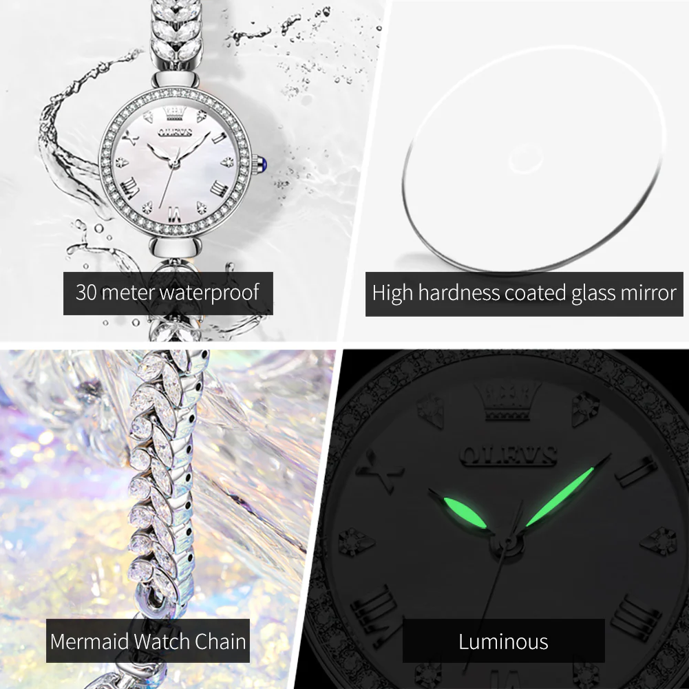 OLEVS 9971 Mermaid Full Diamond Quartz Women's Watch: Waterproof, Luminous, Fully Diamond-Set, Mermaid-Themed Design. - Image 23