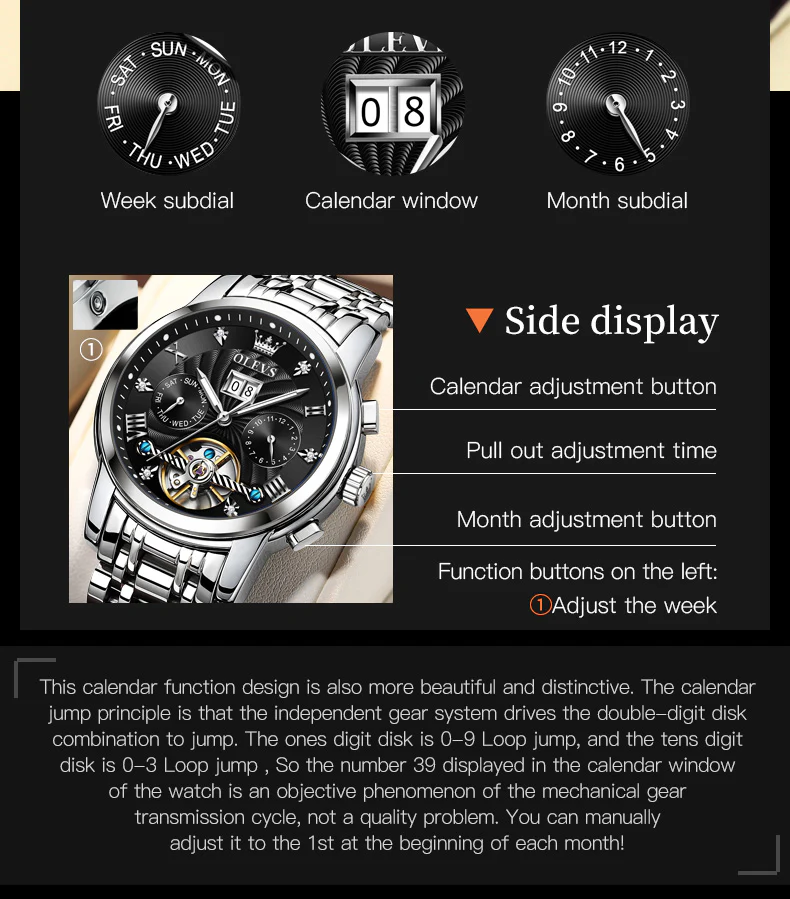 OLEVS 9910 Automatic Watches for Men Gold Luxury Dress Wrist Watch Self Winding Mechanical Skeleton Tourbillon Watch - Image 19