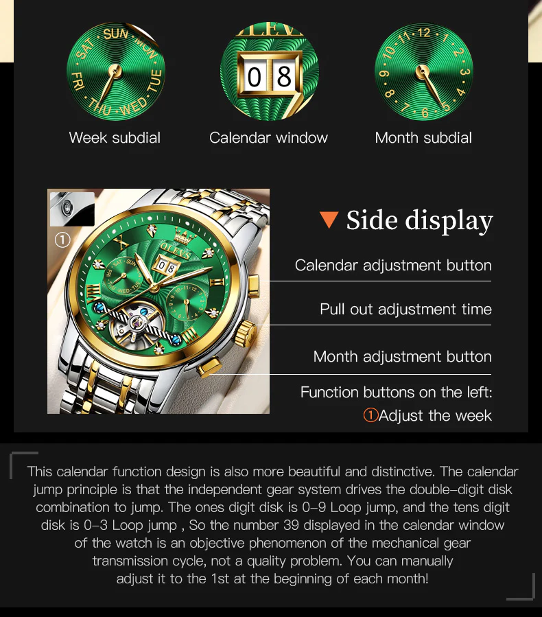 OLEVS 9910 Automatic Watches for Men Gold Luxury Dress Wrist Watch Self Winding Mechanical Skeleton Tourbillon Watch - Image 33