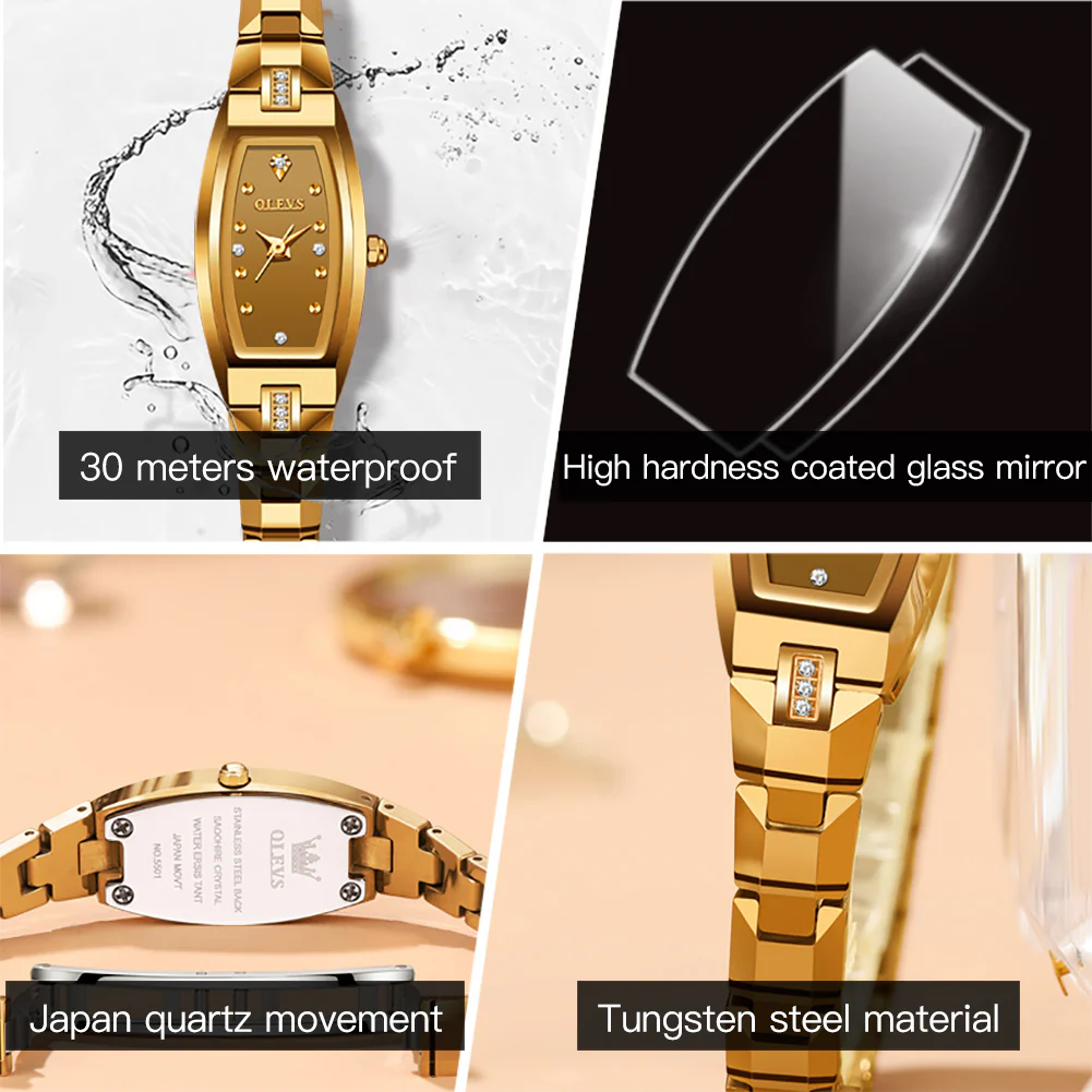 OLEVS 5501 Gold/Rose Gold Watches for Womens Dainty Elegant Dress Diamond Ladies Small Vintage Square Female Wrist Watches Gift - Image 11