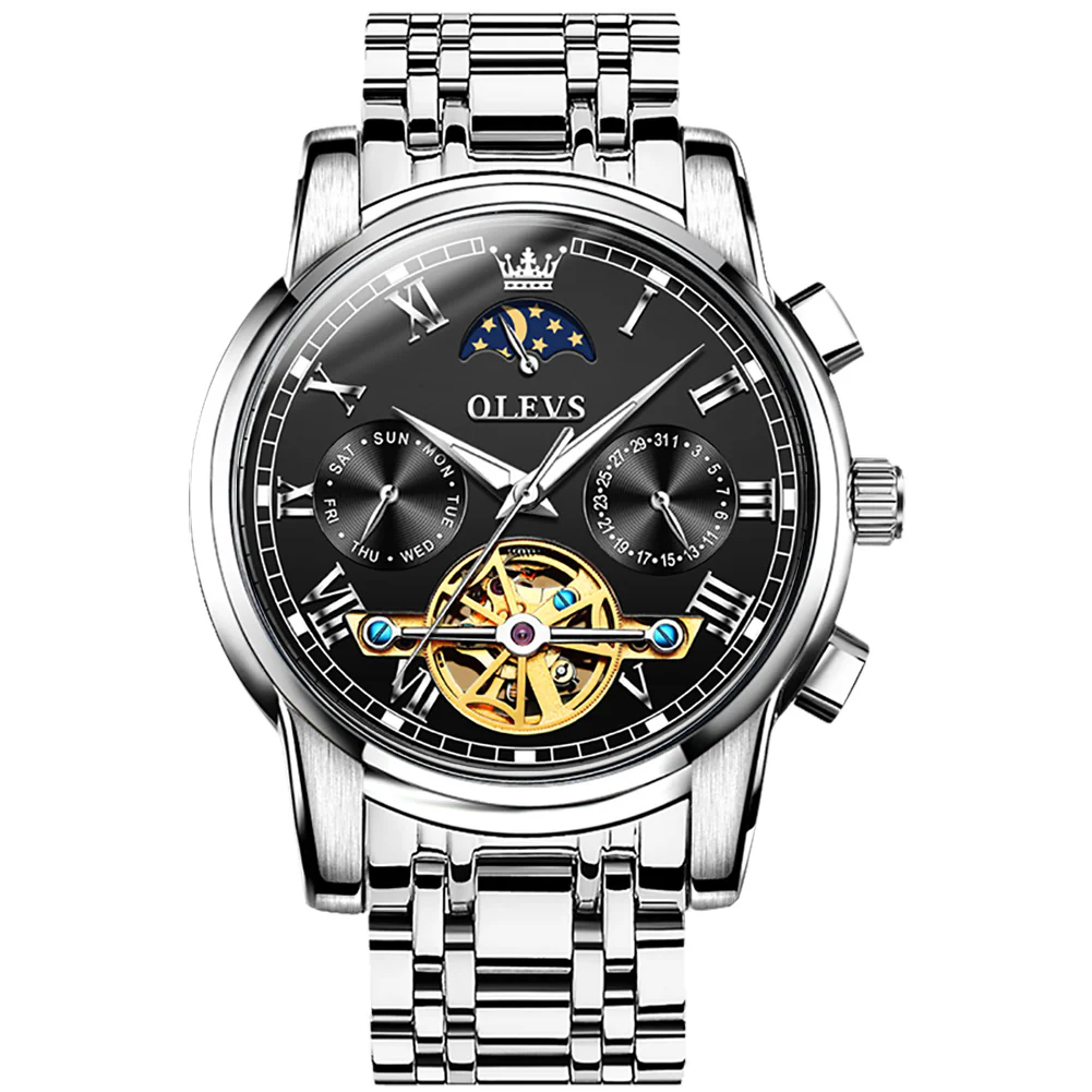 OLEVS 6617 Mens Automatic Watches Skeleton Tourbillon Mechanical Self Winding Luxury Dress Wrist Watch Waterproof Luminous Watch Gifts - Image 15