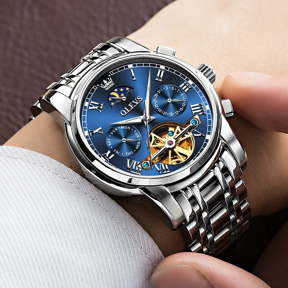 OLEVS 6617 Mens Automatic Watches Skeleton Tourbillon Mechanical Self Winding Luxury Dress Wrist Watch Waterproof Luminous Watch Gifts - Image 23