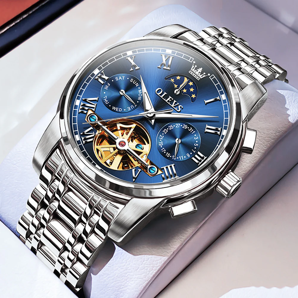 OLEVS 6617 Mens Automatic Watches Skeleton Tourbillon Mechanical Self Winding Luxury Dress Wrist Watch Waterproof Luminous Watch Gifts - Image 25