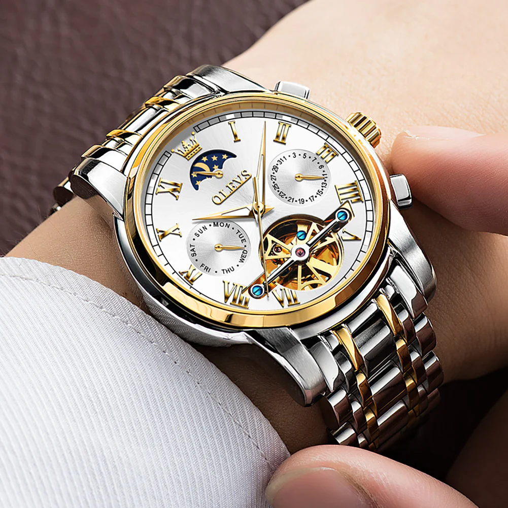 OLEVS 6617 Mens Automatic Watches Skeleton Tourbillon Mechanical Self Winding Luxury Dress Wrist Watch Waterproof Luminous Watch Gifts - Image 30
