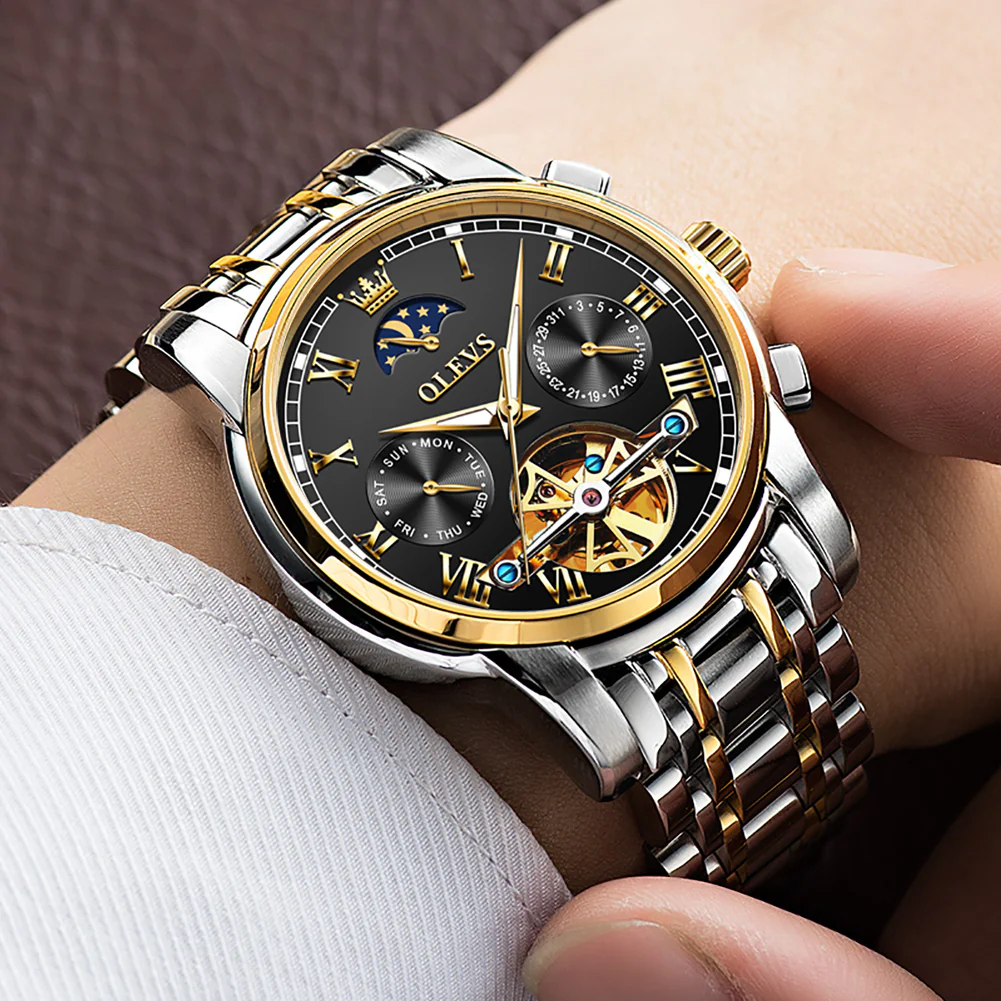 OLEVS 6617 Mens Automatic Watches Skeleton Tourbillon Mechanical Self Winding Luxury Dress Wrist Watch Waterproof Luminous Watch Gifts - Image 37