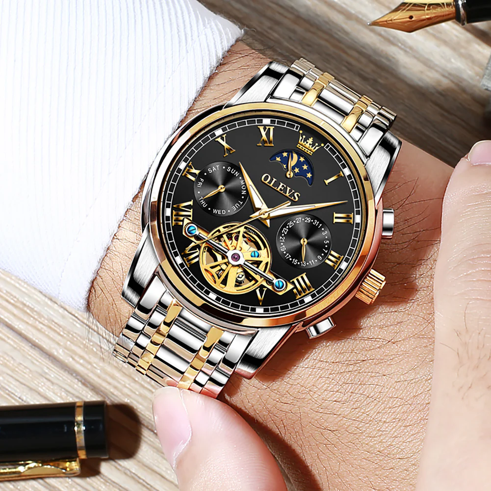 OLEVS 6617 Mens Automatic Watches Skeleton Tourbillon Mechanical Self Winding Luxury Dress Wrist Watch Waterproof Luminous Watch Gifts - Image 38