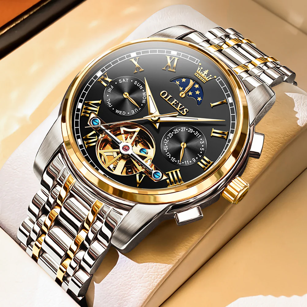 OLEVS 6617 Mens Automatic Watches Skeleton Tourbillon Mechanical Self Winding Luxury Dress Wrist Watch Waterproof Luminous Watch Gifts - Image 39