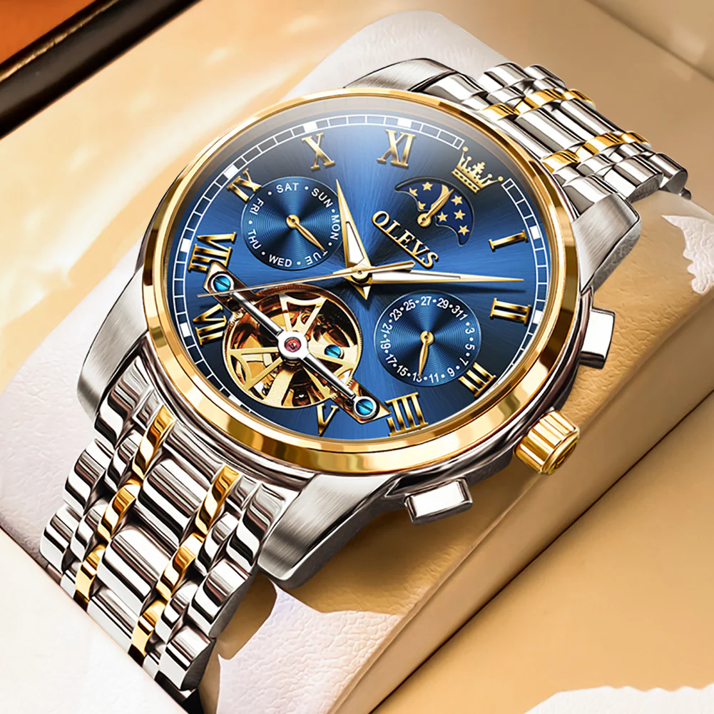 OLEVS 6617 Mens Automatic Watches Skeleton Tourbillon Mechanical Self Winding Luxury Dress Wrist Watch Waterproof Luminous Watch Gifts - Image 46