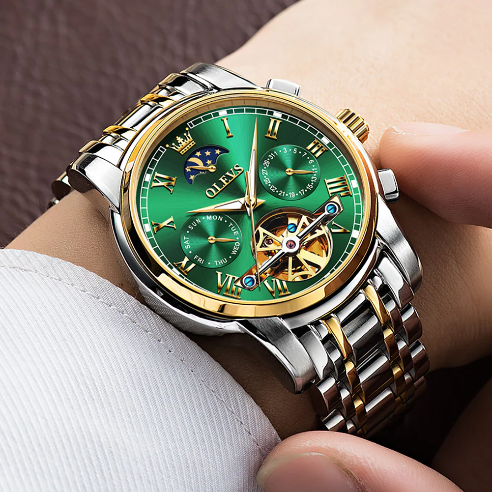OLEVS 6617 Mens Automatic Watches Skeleton Tourbillon Mechanical Self Winding Luxury Dress Wrist Watch Waterproof Luminous Watch Gifts - Image 51