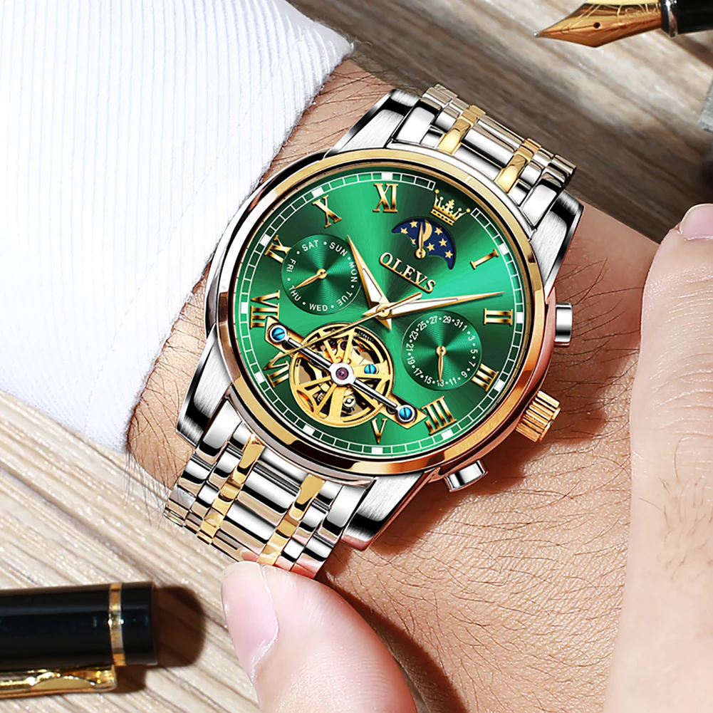 OLEVS 6617 Mens Automatic Watches Skeleton Tourbillon Mechanical Self Winding Luxury Dress Wrist Watch Waterproof Luminous Watch Gifts - Image 52
