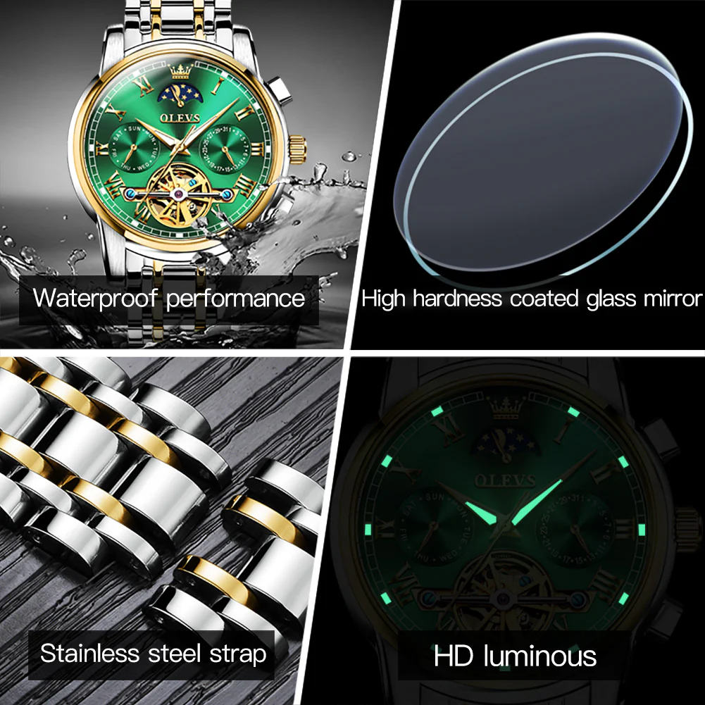 OLEVS 6617 Mens Automatic Watches Skeleton Tourbillon Mechanical Self Winding Luxury Dress Wrist Watch Waterproof Luminous Watch Gifts - Image 55