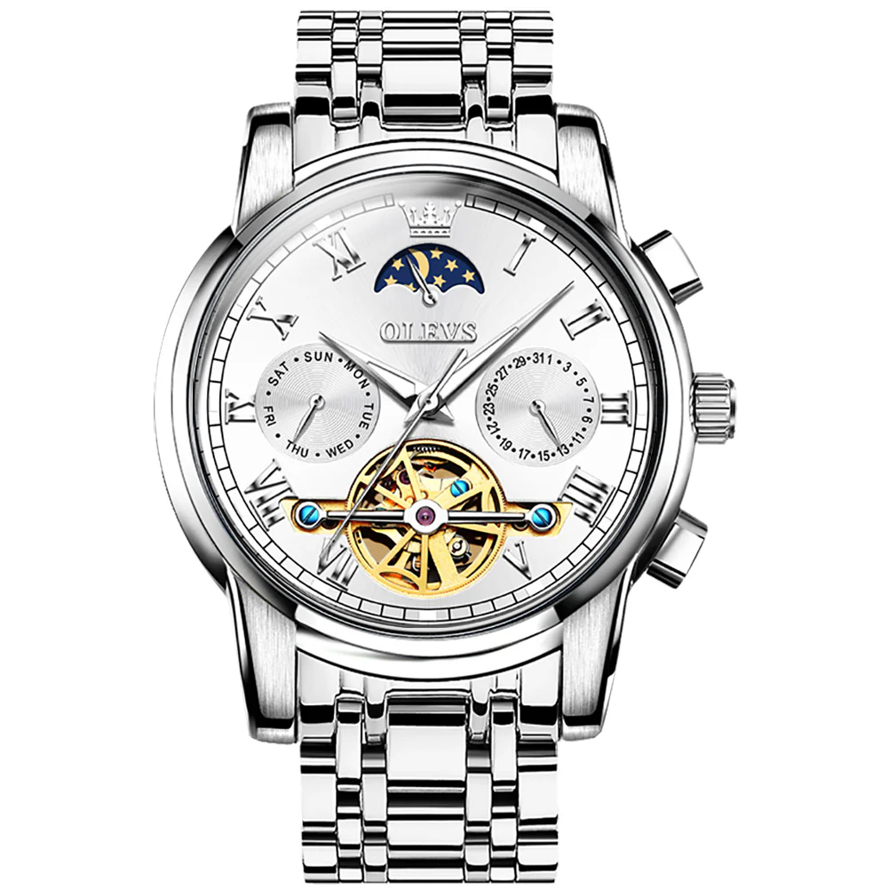 OLEVS 6617 Mens Automatic Watches Skeleton Tourbillon Mechanical Self Winding Luxury Dress Wrist Watch Waterproof Luminous Watch Gifts - Image 8