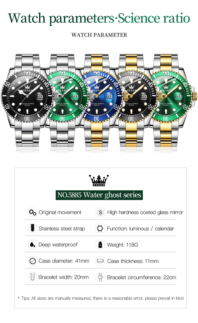 OLEVS 5885 Mens Watch Big Face Casual Dress Wrist Watch Waterproof Luminous - Image 21