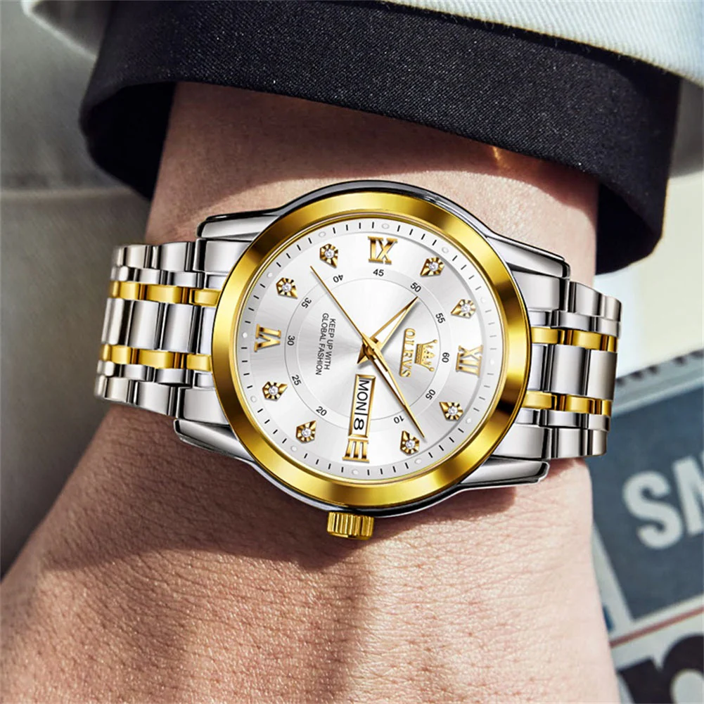 OLEVS 5513 Mens Watch Diamond Stainless Steel Waterproof Watches for Men - Image 14