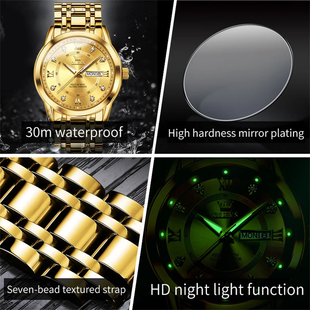 OLEVS 5513 Mens Watch Diamond Stainless Steel Waterproof Watches for Men - Image 29