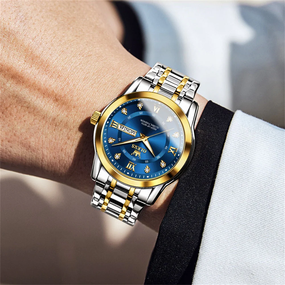 OLEVS 5513 Mens Watch Diamond Stainless Steel Waterproof Watches for Men - Image 3