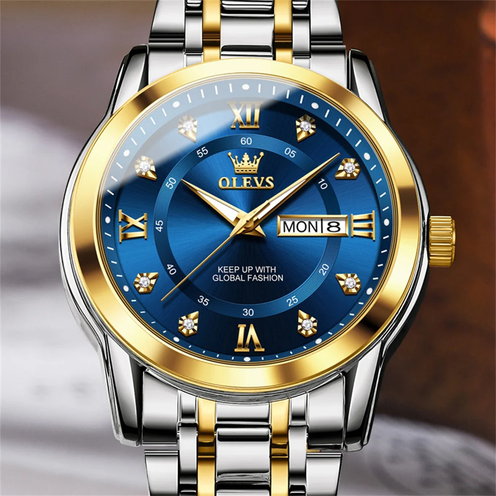 OLEVS 5513 Mens Watch Diamond Stainless Steel Waterproof Watches for Men - Image 4