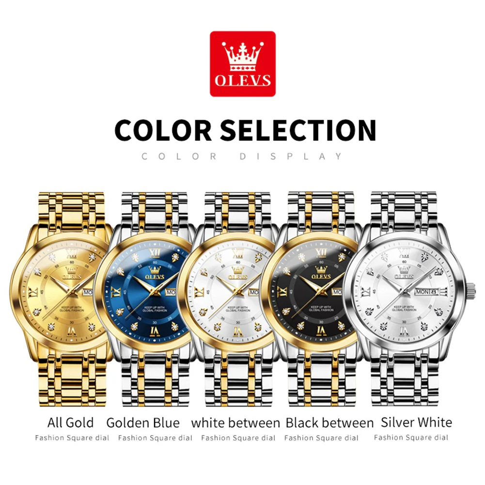 OLEVS 5513 Mens Watch Diamond Stainless Steel Waterproof Watches for Men - Image 6