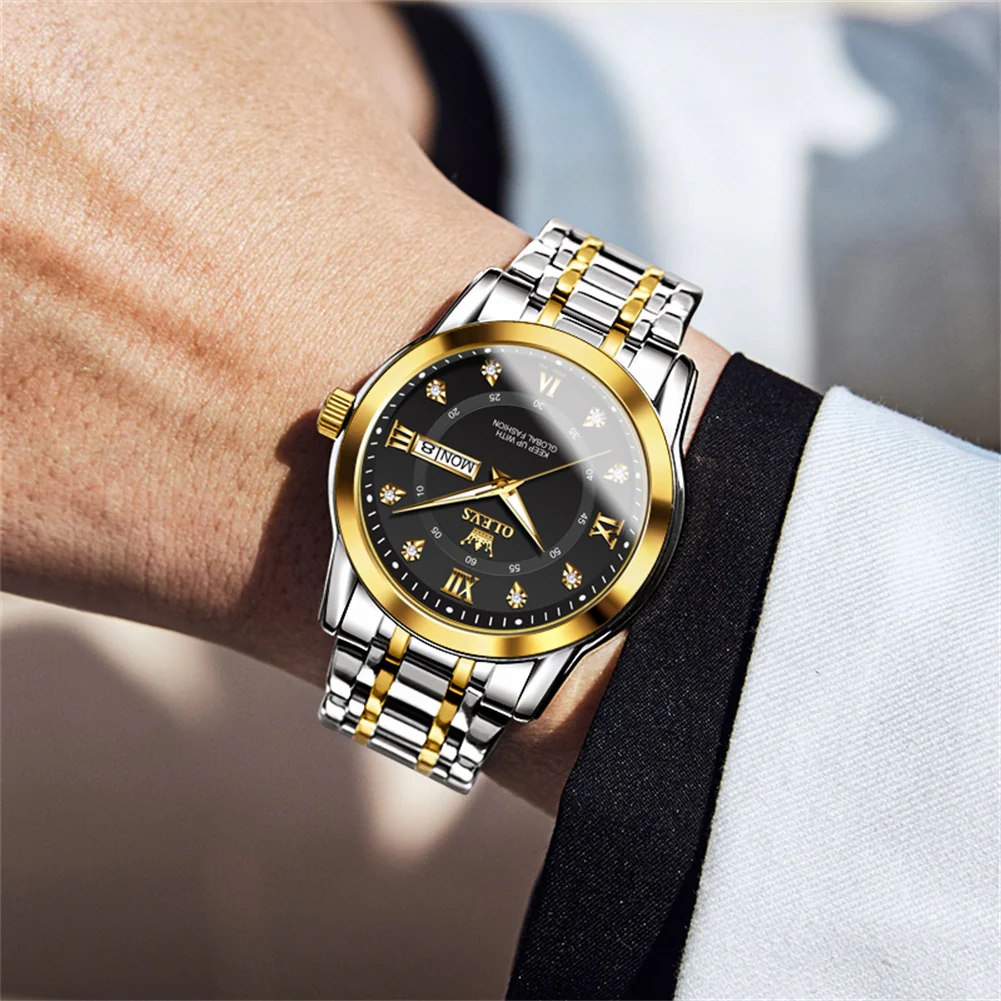 OLEVS 5513 Mens Watch Diamond Stainless Steel Waterproof Watches for Men - Image 9