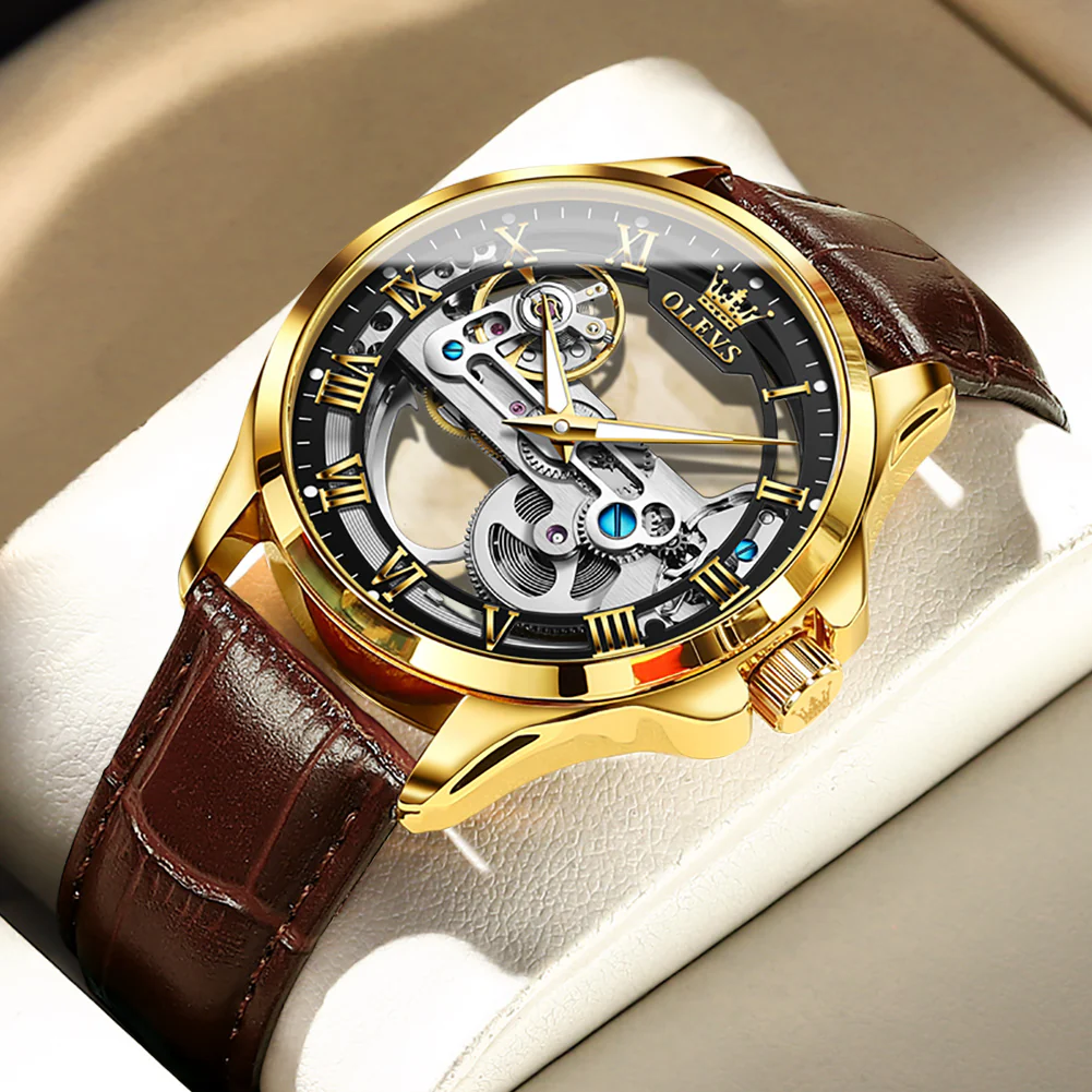 OLEVS 6661 Skeleton Watches for Men Automatic Self Winding Mechanical Luxury Dress Waterproof Luminous Men Wrist Watch - Image 11