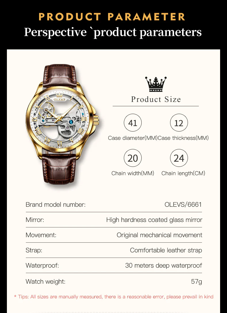 OLEVS 6661 Skeleton Watches for Men Automatic Self Winding Mechanical Luxury Dress Waterproof Luminous Men Wrist Watch - Image 20