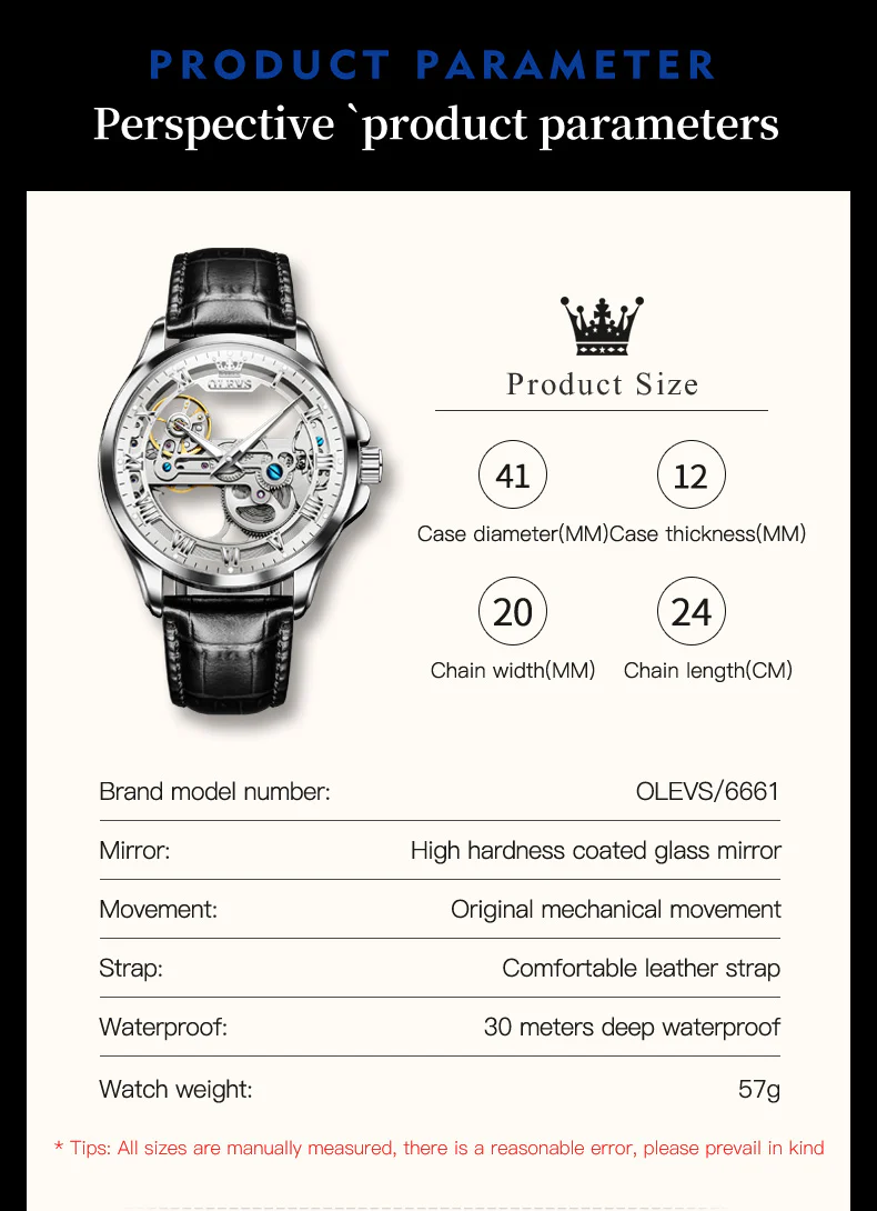 OLEVS 6661 Skeleton Watches for Men Automatic Self Winding Mechanical Luxury Dress Waterproof Luminous Men Wrist Watch - Image 34