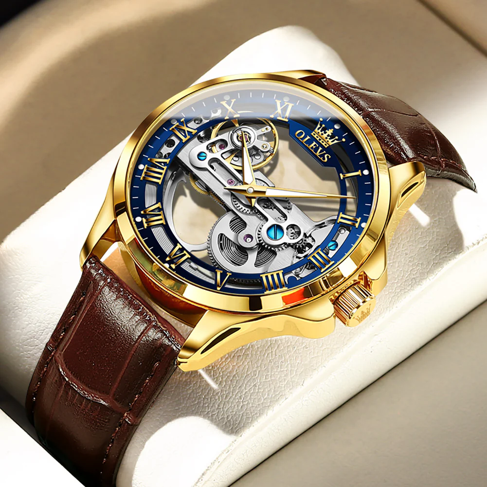 OLEVS 6661 Skeleton Watches for Men Automatic Self Winding Mechanical Luxury Dress Waterproof Luminous Men Wrist Watch - Image 4