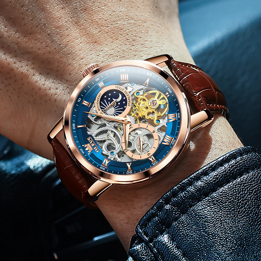 OLEVS 6670 Skeleton Watches for Mens Automatic Mechanical Self Winding Tourbillon Luxury Dress Wrist Watches Waterproof Luminous - Image 11