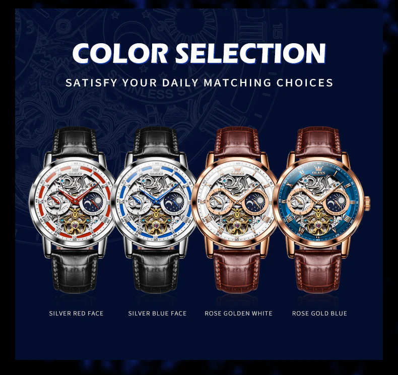 OLEVS 6670 Skeleton Watches for Mens Automatic Mechanical Self Winding Tourbillon Luxury Dress Wrist Watches Waterproof Luminous - Image 15
