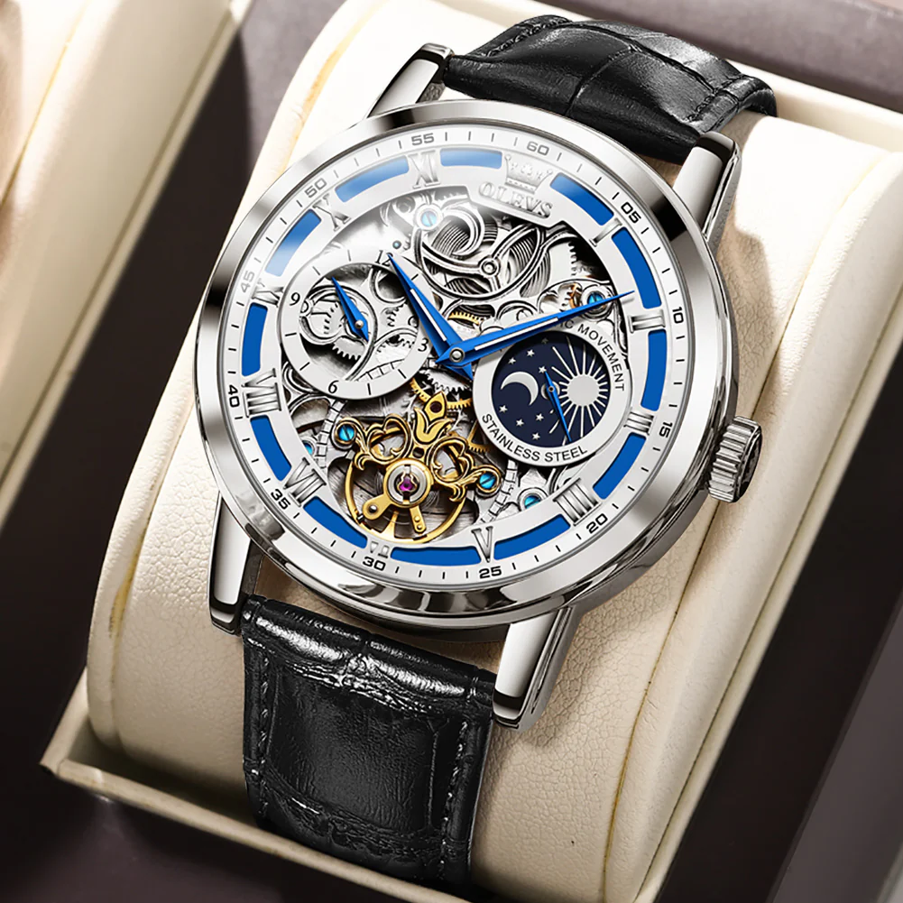 OLEVS 6670 Skeleton Watches for Mens Automatic Mechanical Self Winding Tourbillon Luxury Dress Wrist Watches Waterproof Luminous - Image 20