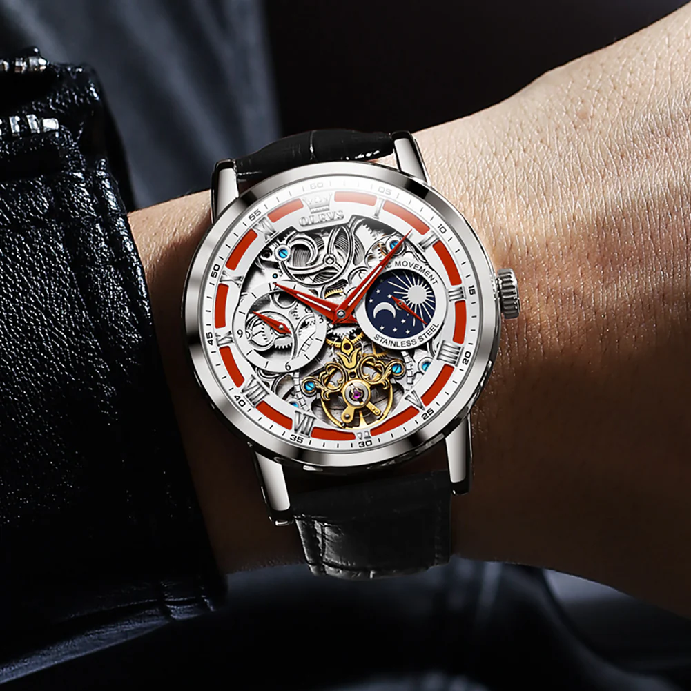 OLEVS 6670 Skeleton Watches for Mens Automatic Mechanical Self Winding Tourbillon Luxury Dress Wrist Watches Waterproof Luminous - Image 26