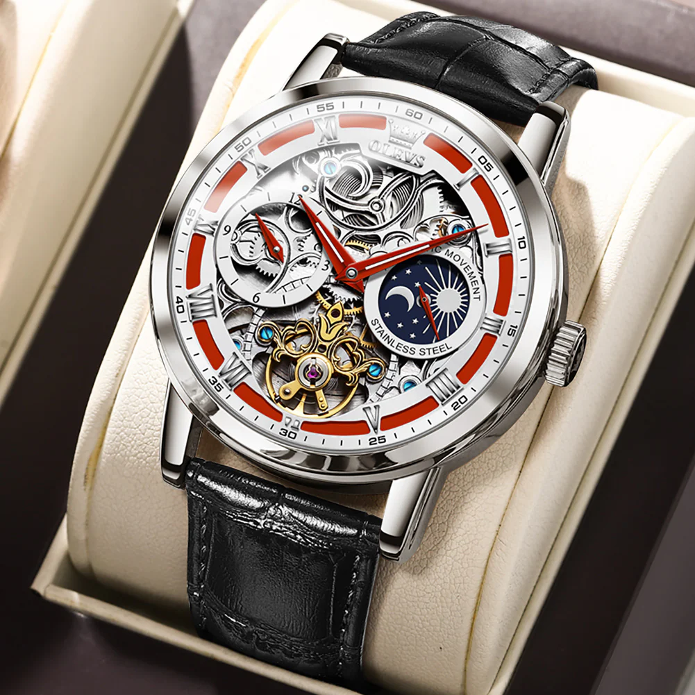 OLEVS 6670 Skeleton Watches for Mens Automatic Mechanical Self Winding Tourbillon Luxury Dress Wrist Watches Waterproof Luminous - Image 28