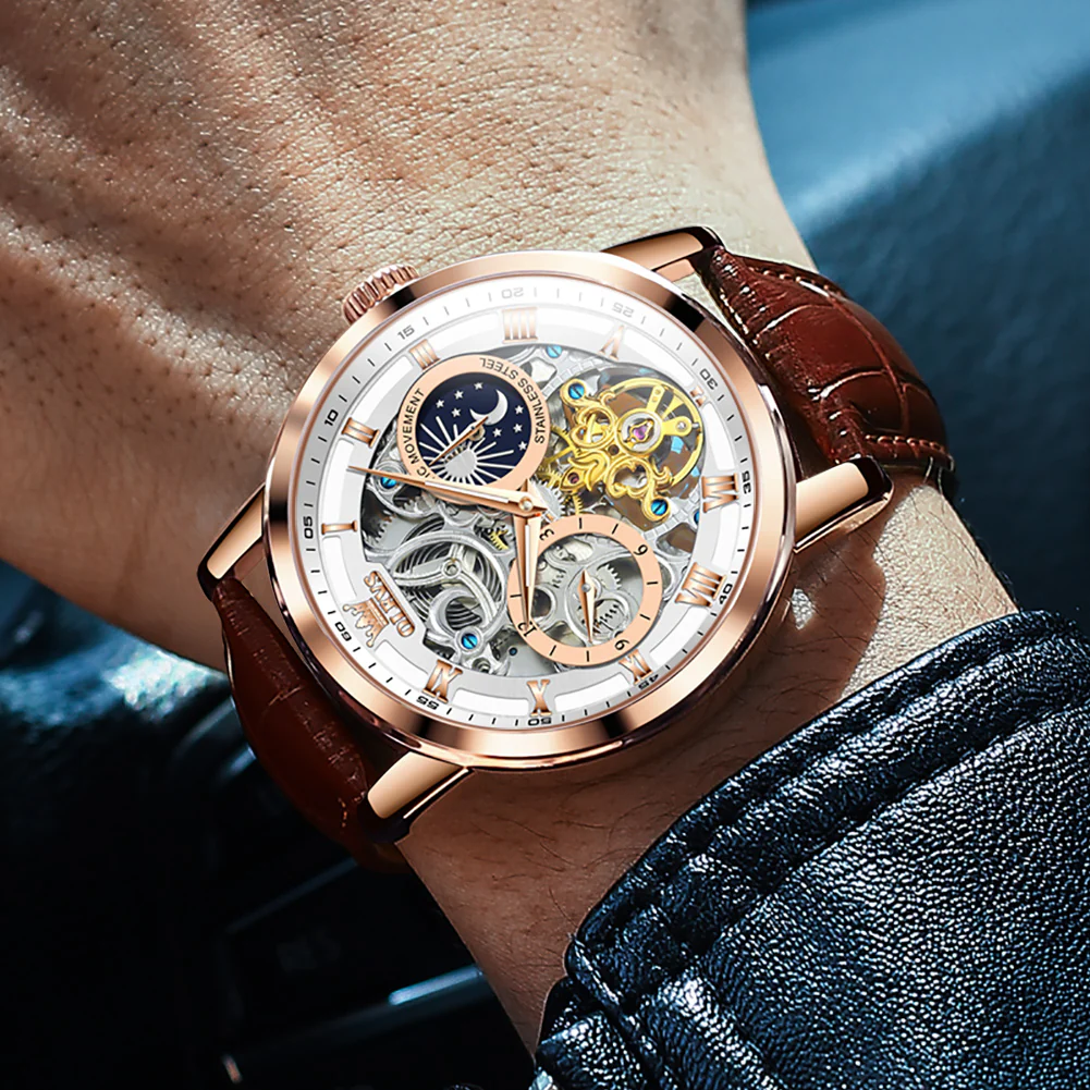 OLEVS 6670 Skeleton Watches for Mens Automatic Mechanical Self Winding Tourbillon Luxury Dress Wrist Watches Waterproof Luminous - Image 3