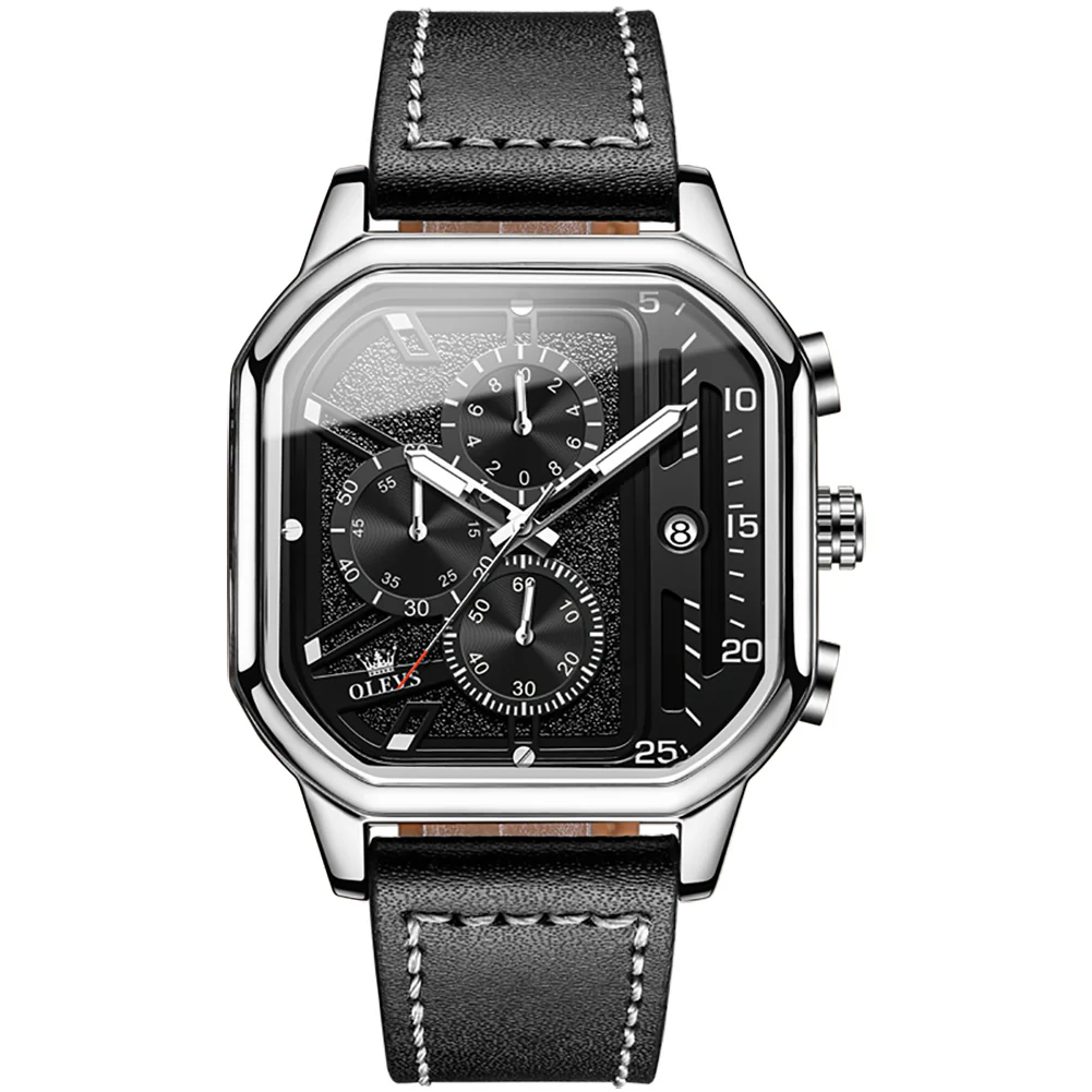 OLEVS 9950 Square Watches for Men Chronograph Dress Watch Sports Fashion Waterproof Luminous Casual Wrist Watches - Image 15