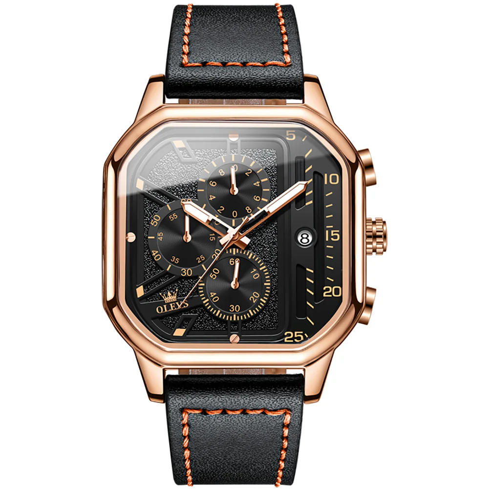 OLEVS 9950 Square Watches for Men Chronograph Dress Watch Sports Fashion Waterproof Luminous Casual Wrist Watches - Image 8