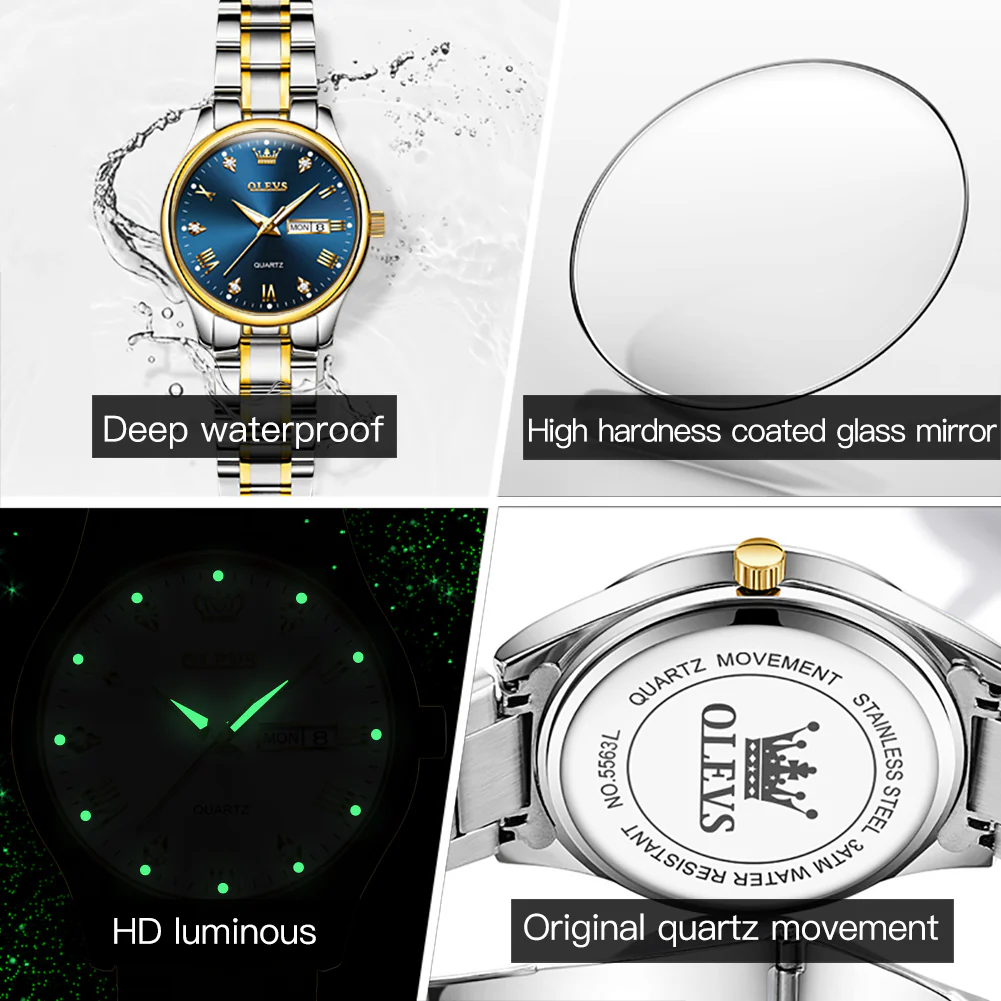 OLEVS 5563 Watch for Women Diamond Fashion Elegant Dress Ladies Watch Two Tone Wrist Watches Waterproof Luminous - Image 11