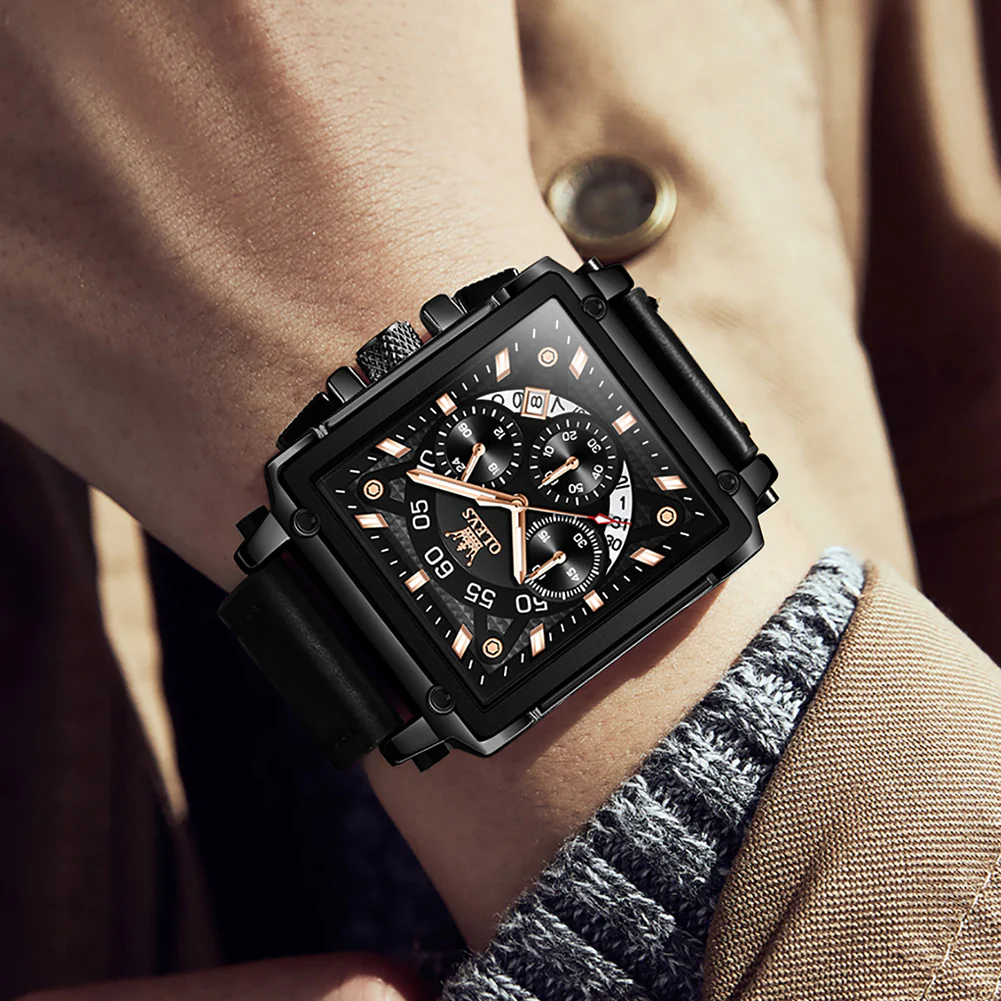 OLEVS 9919 Watches for Men Chronograph Fashion Dress Watch Waterproof Luminous Casual Square Wrist Watches - Image 11