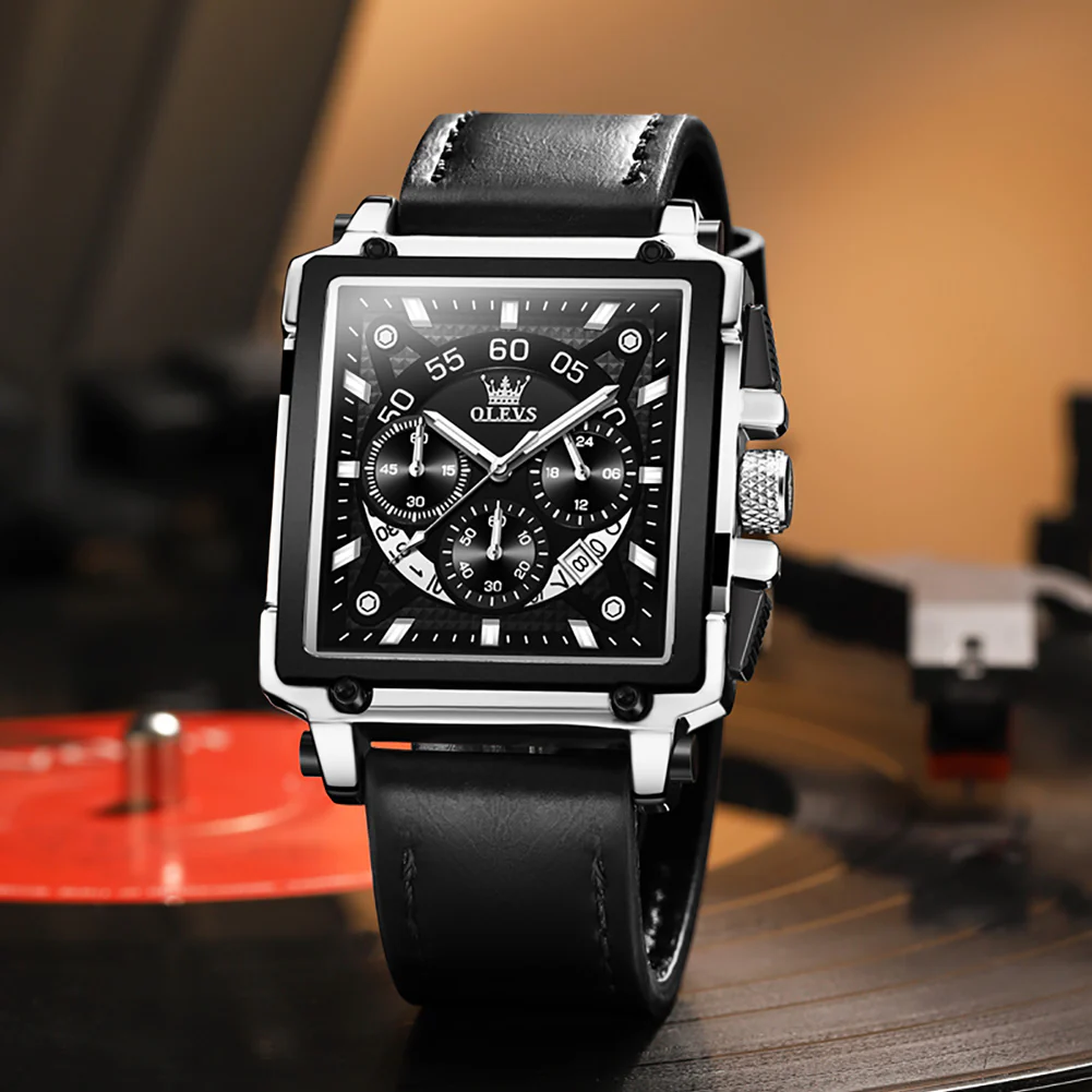 OLEVS 9919 Watches for Men Chronograph Fashion Dress Watch Waterproof Luminous Casual Square Wrist Watches - Image 20
