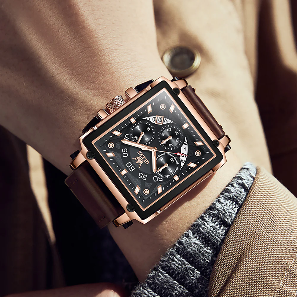 OLEVS 9919 Watches for Men Chronograph Fashion Dress Watch Waterproof Luminous Casual Square Wrist Watches - Image 3