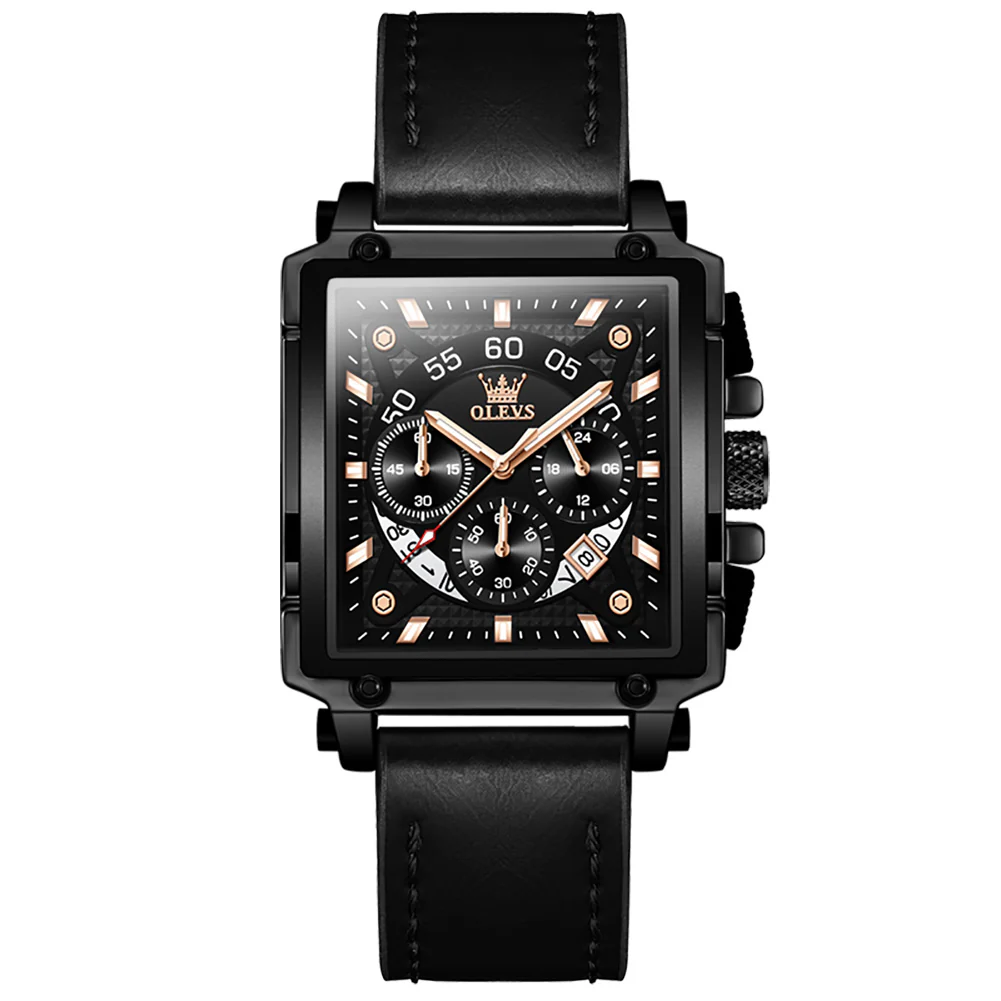 OLEVS 9919 Watches for Men Chronograph Fashion Dress Watch Waterproof Luminous Casual Square Wrist Watches - Image 9