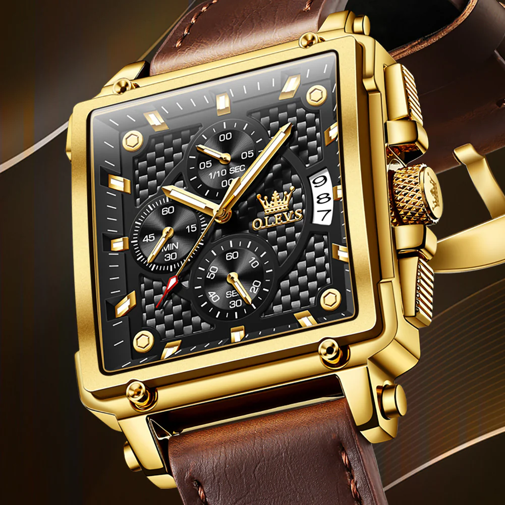 OLEVS 9925 Watches for Men Chronograph Fashion Dress Watch Waterproof Luminous Casual Square Wrist Watches - Image 11