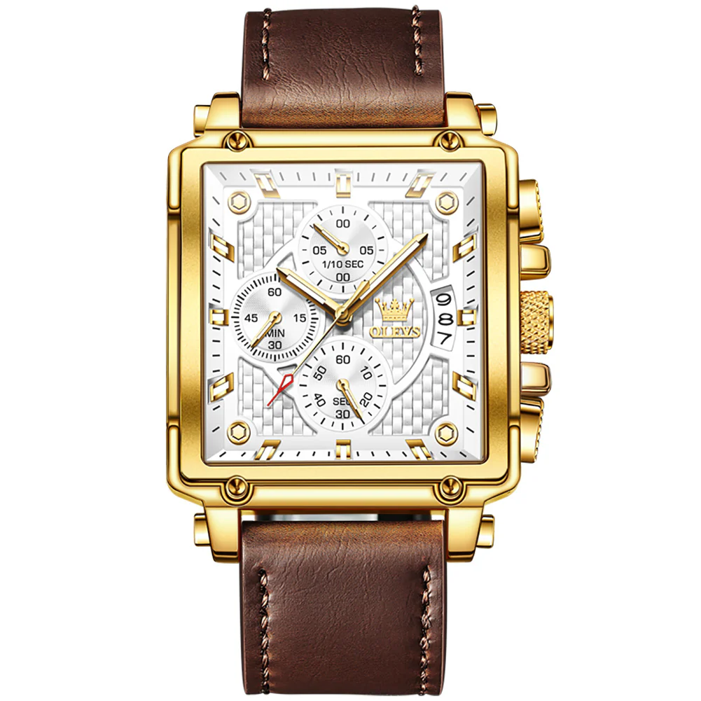 OLEVS 9925 Watches for Men Chronograph Fashion Dress Watch Waterproof Luminous Casual Square Wrist Watches - Image 15