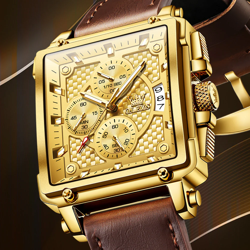 OLEVS 9925 Watches for Men Chronograph Fashion Dress Watch Waterproof Luminous Casual Square Wrist Watches - Image 4