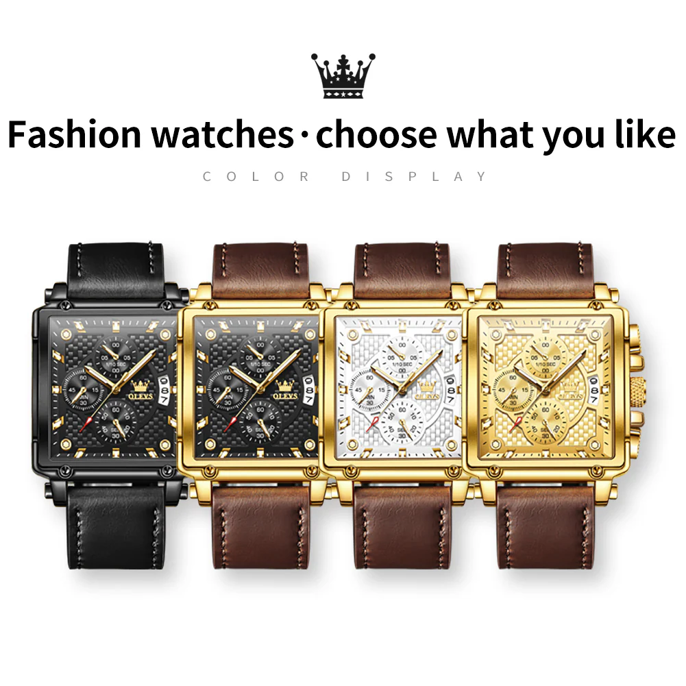 OLEVS 9925 Watches for Men Chronograph Fashion Dress Watch Waterproof Luminous Casual Square Wrist Watches - Image 7
