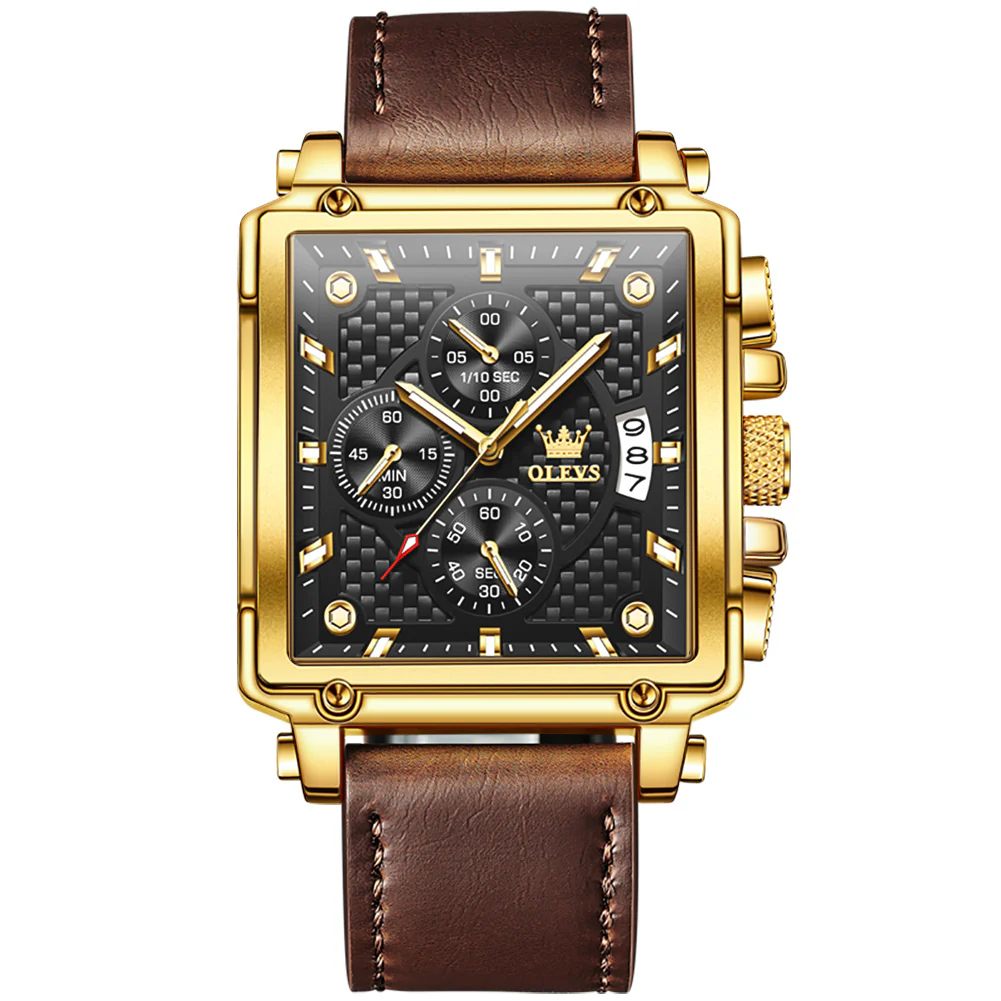 OLEVS 9925 Watches for Men Chronograph Fashion Dress Watch Waterproof Luminous Casual Square Wrist Watches - Image 8