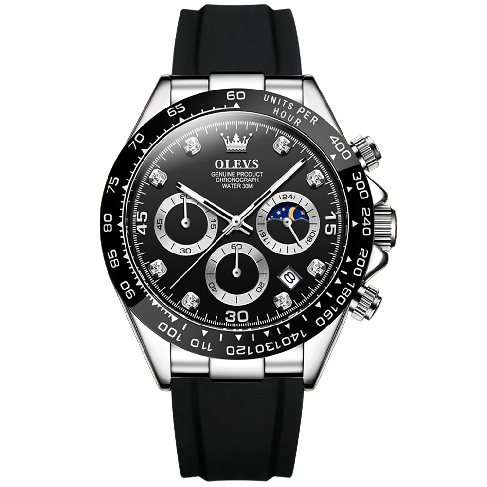 OLEVS 2875 Watches for Men Chronograph Multifunction Diamond Luminous Waterproof Silicone Wrist Watches - Image 13