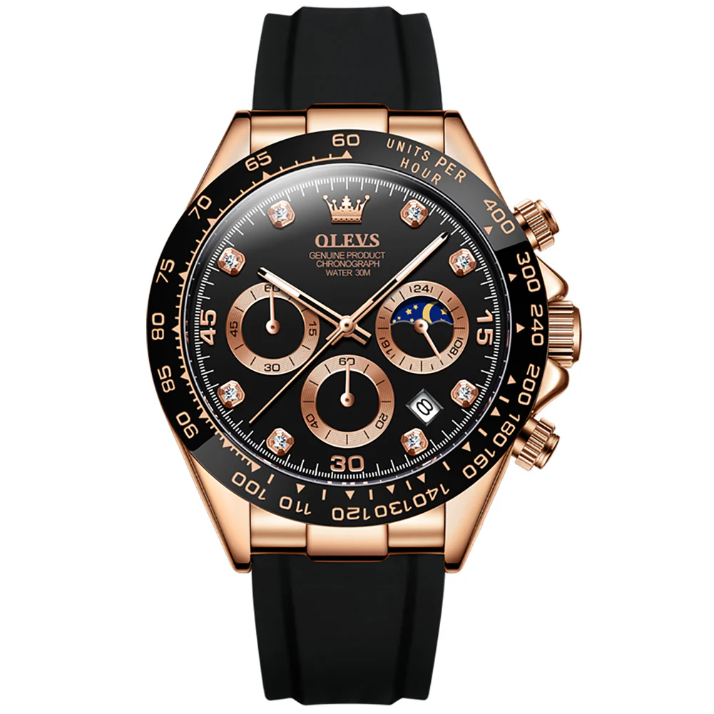 OLEVS 2875 Watches for Men Chronograph Multifunction Diamond Luminous Waterproof Silicone Wrist Watches - Image 19