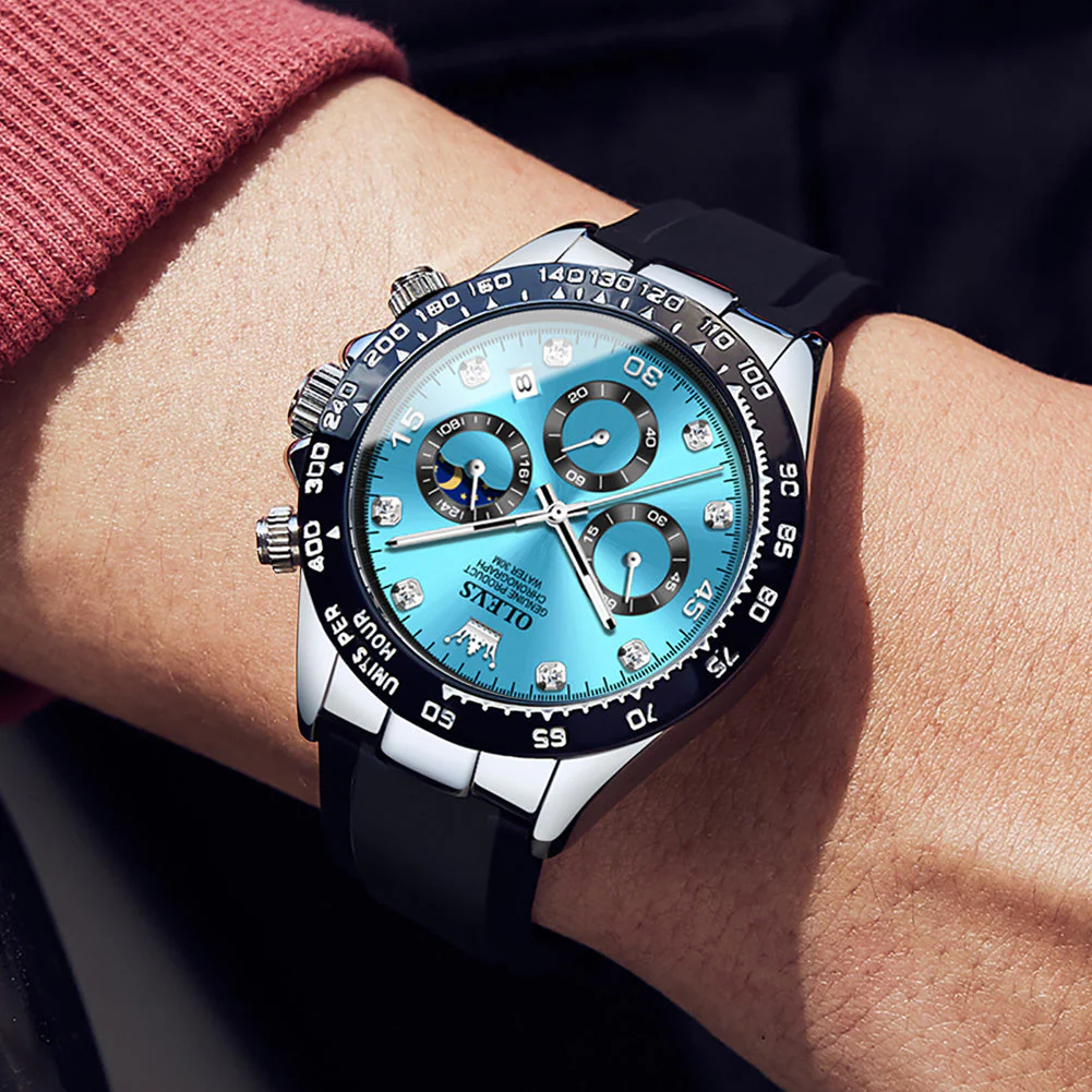 OLEVS 2875 Watches for Men Chronograph Multifunction Diamond Luminous Waterproof Silicone Wrist Watches - Image 27